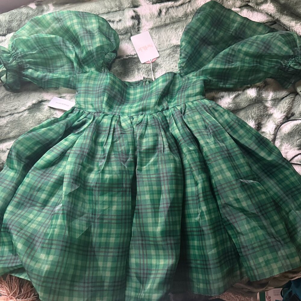 NWT Selkie The Beth Plaid Puff Dress size M - Picture 2 of 7